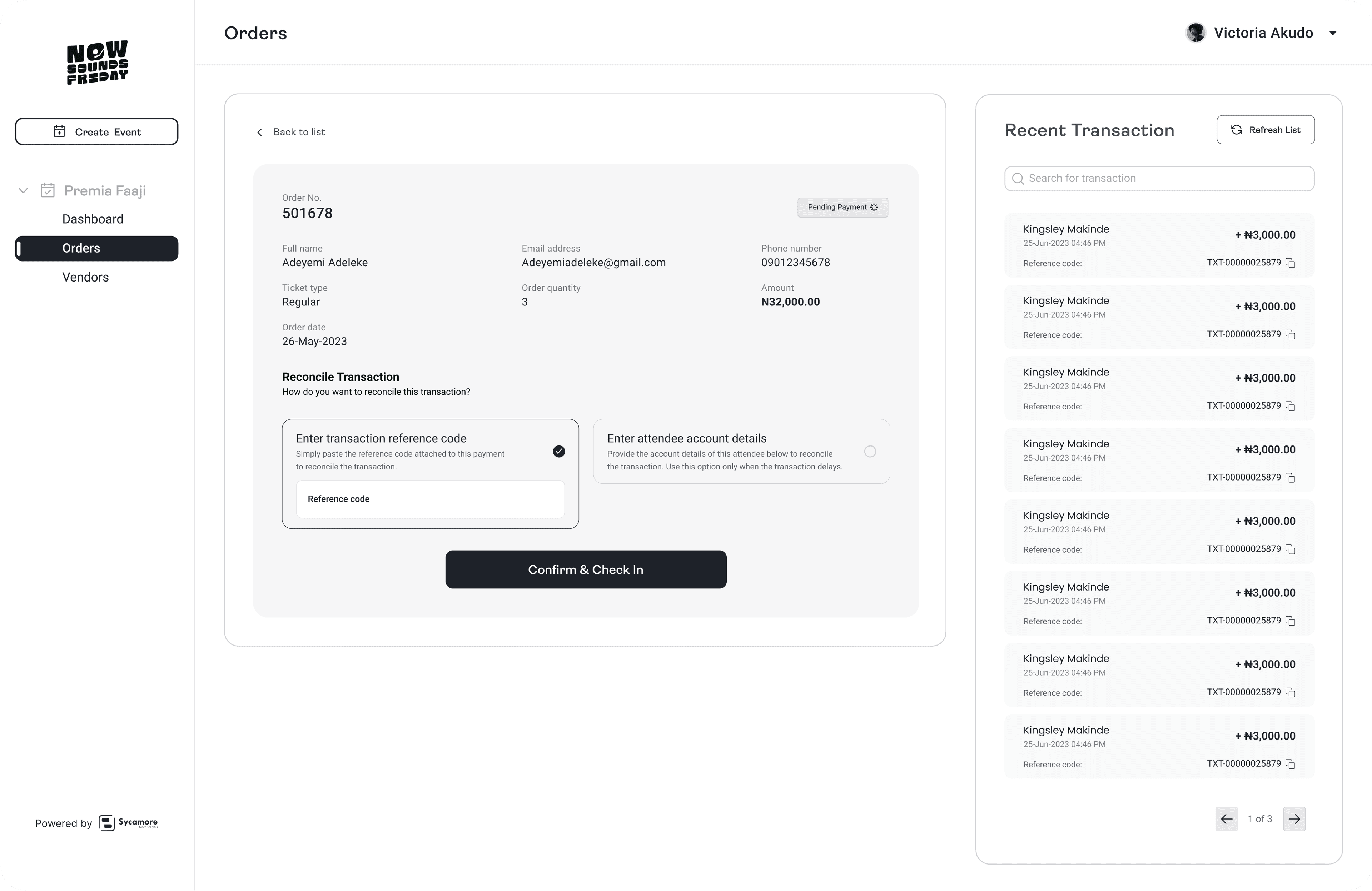 Confirm and check-in