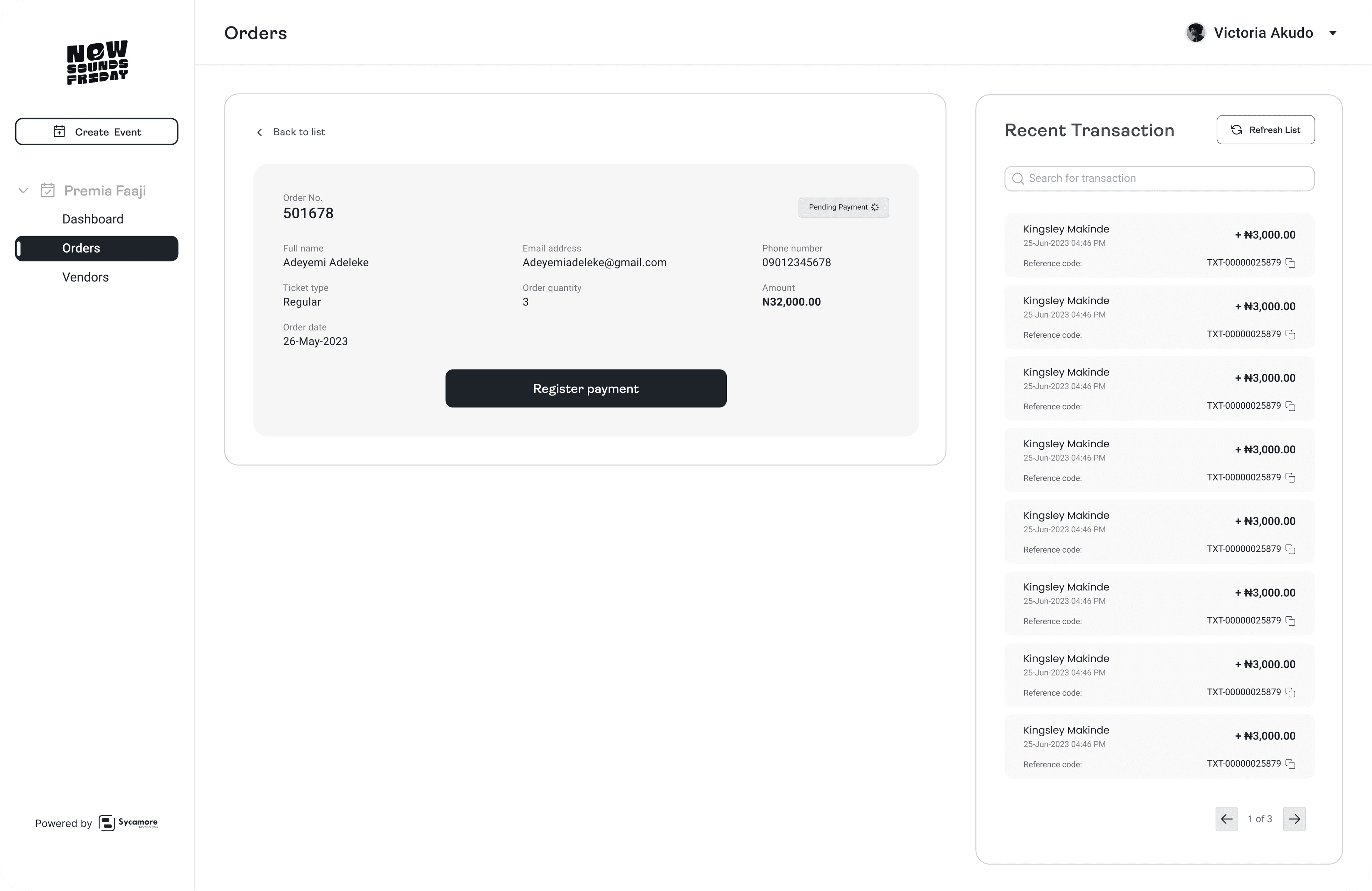 Register payment