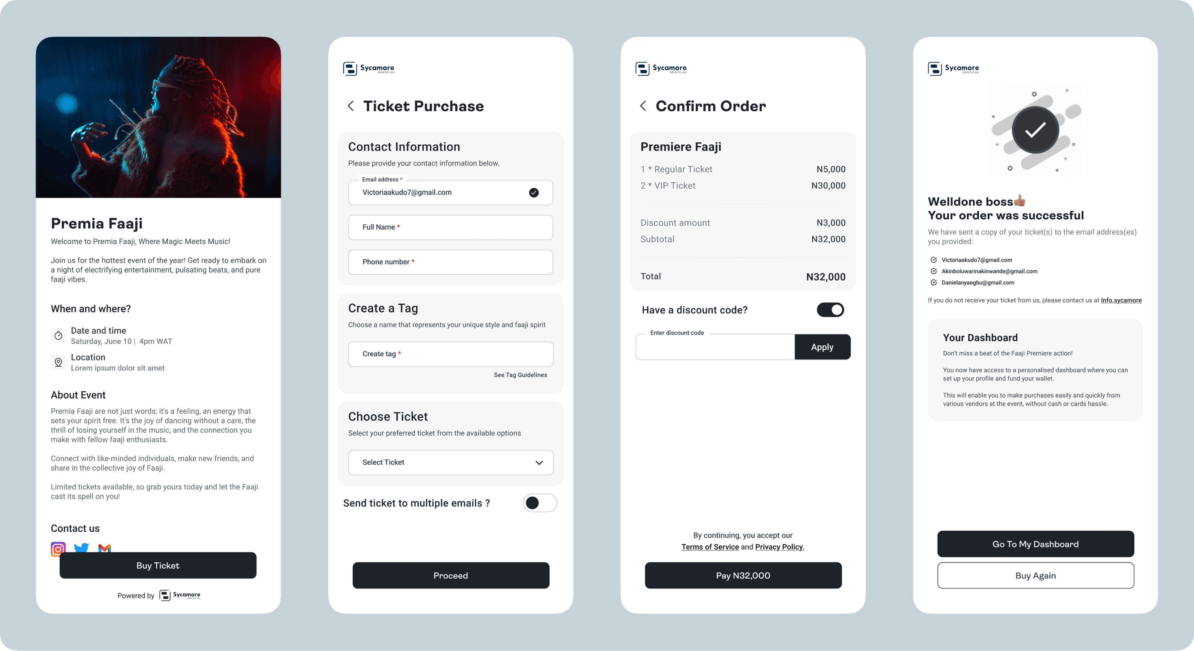 Ticket purchase and onboarding flow
