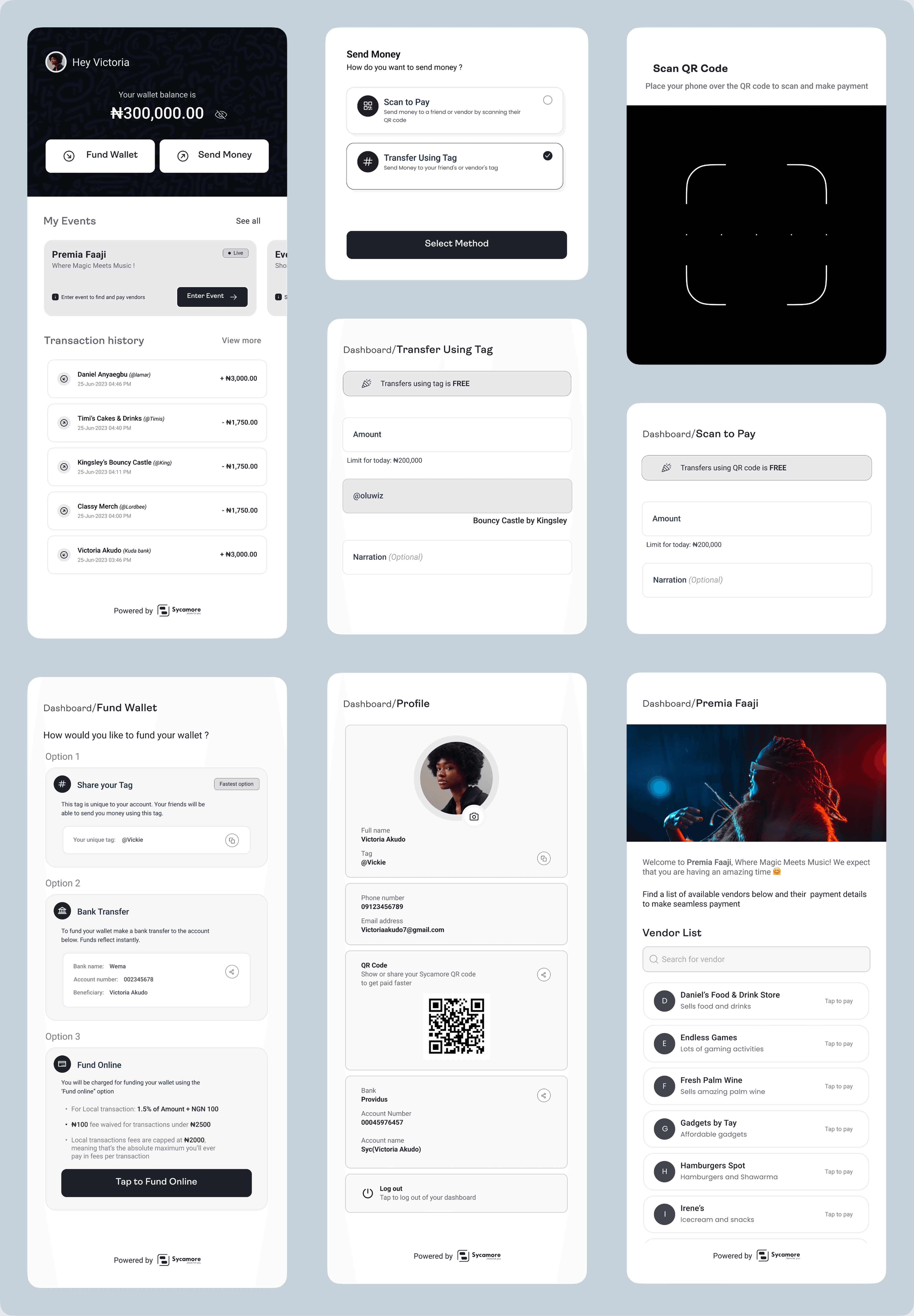 Attendee wallet flows