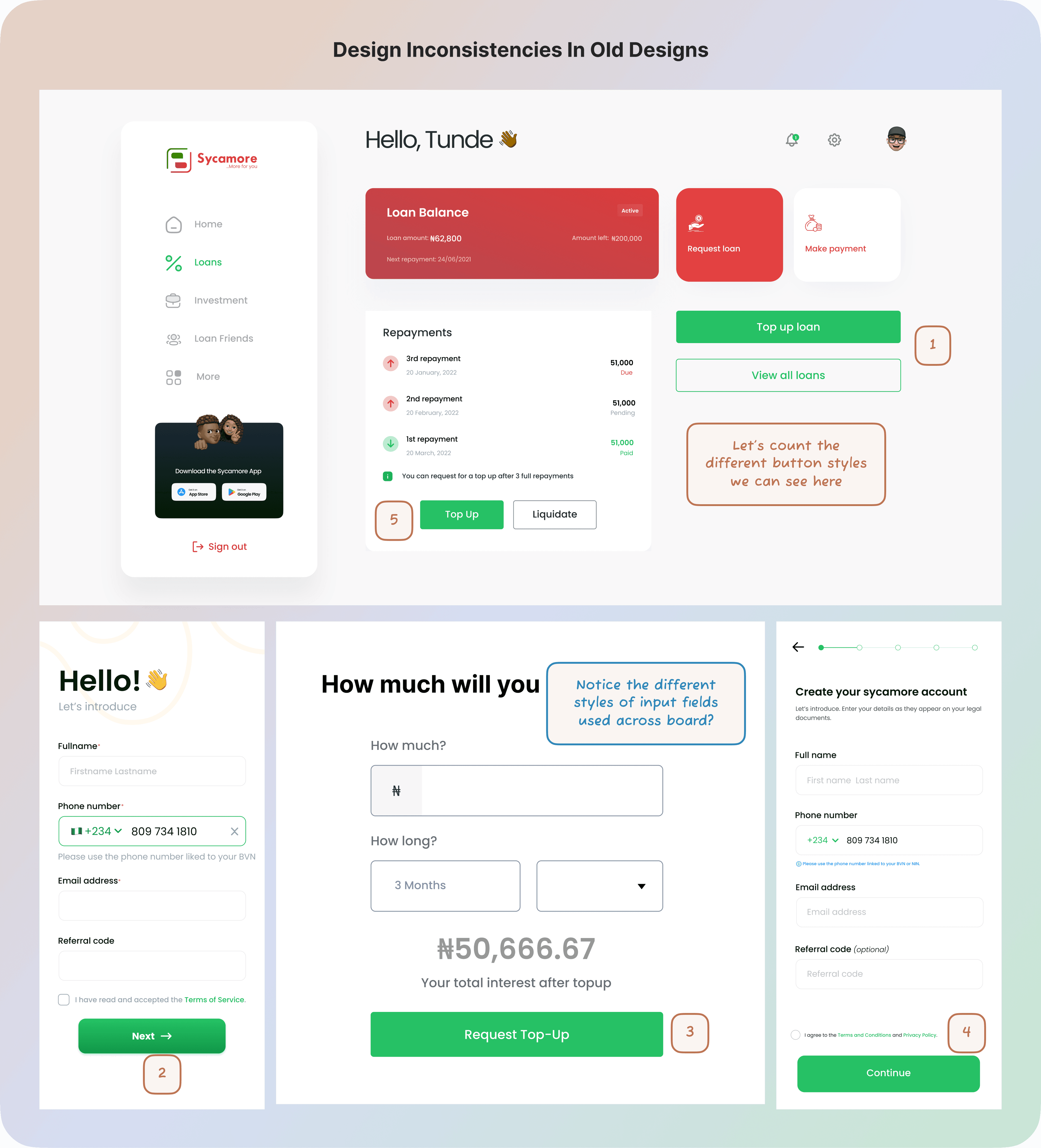 Fragmented UI before the design system
