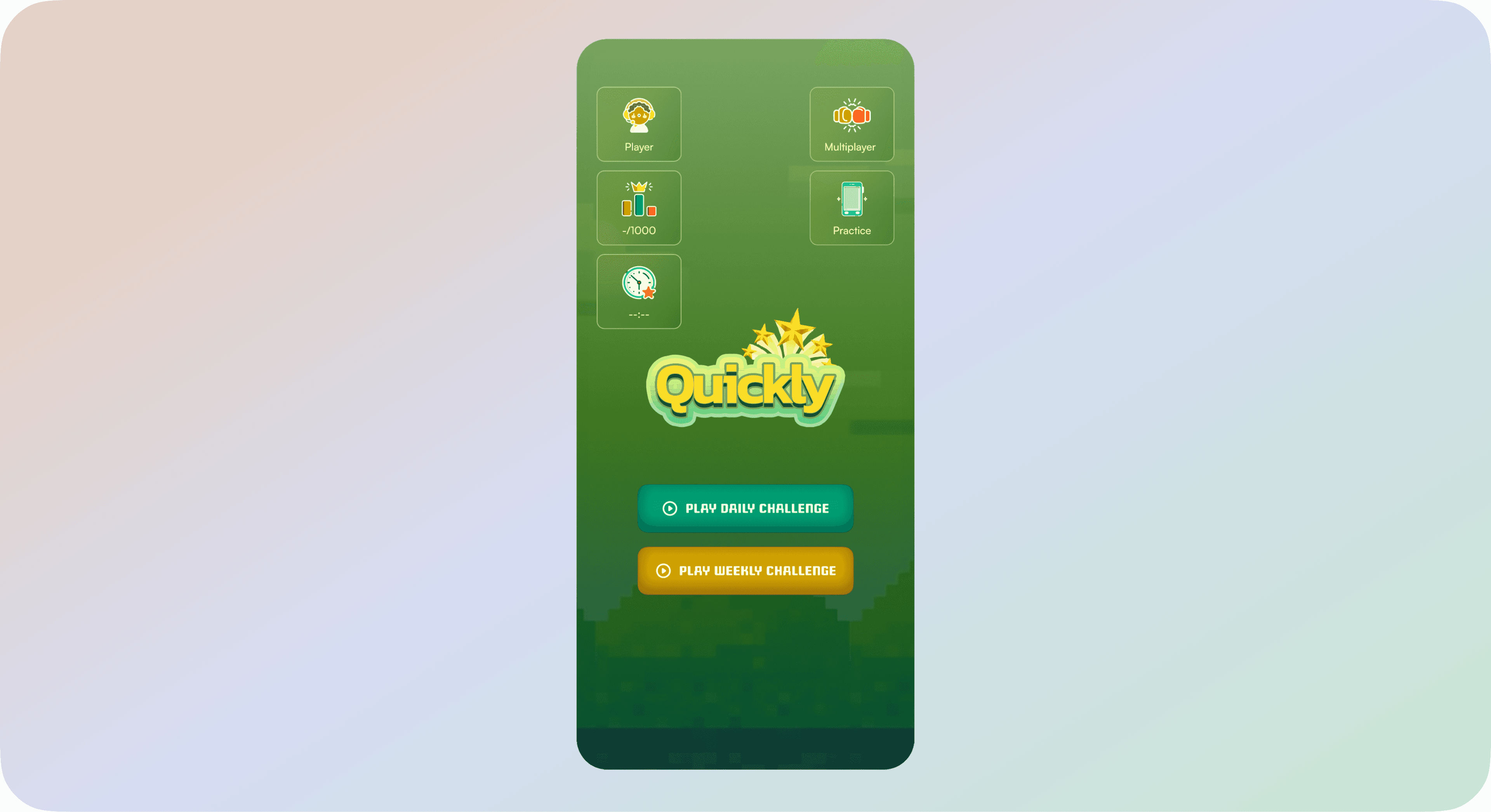 Quickly 2.0 game menu