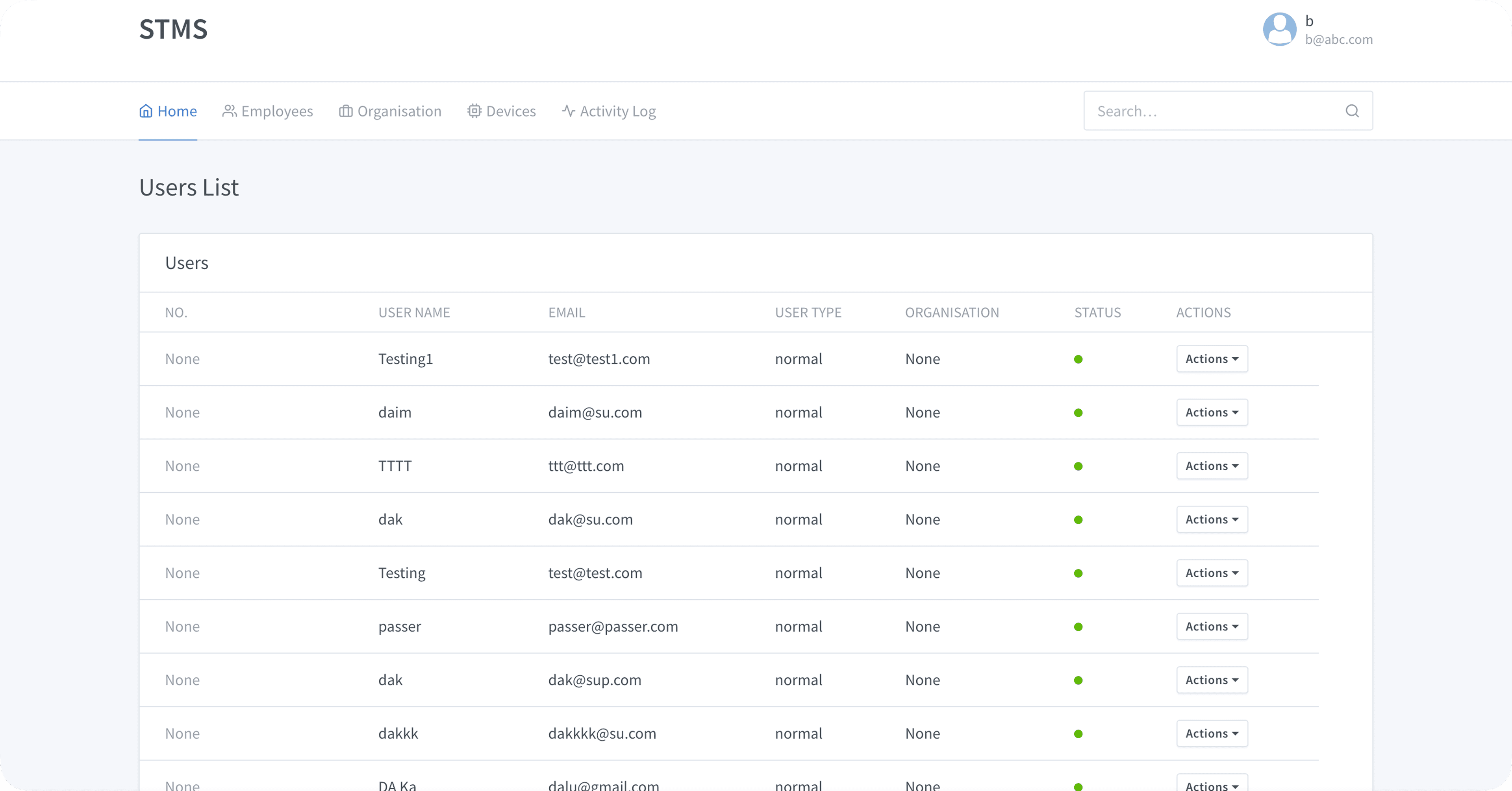 Outdated Spondit system screen 2